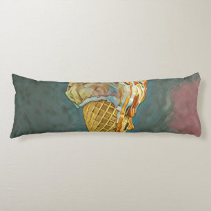 Melted chocolate ice cream cone body cushion