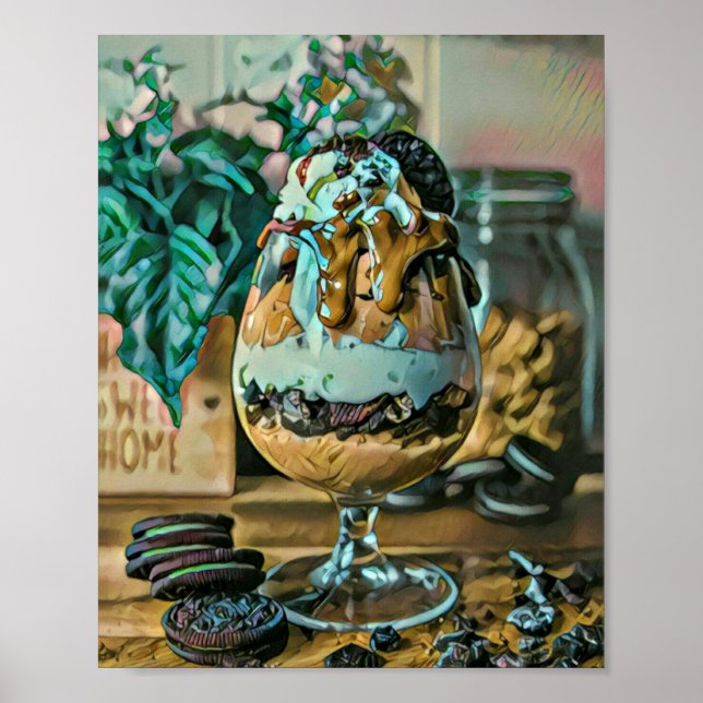 Melted chocolate ice cream shop scoop poster (Front)