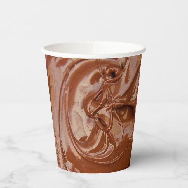 Melted Chocolate Texture Image Plain Paper Cups (Left)