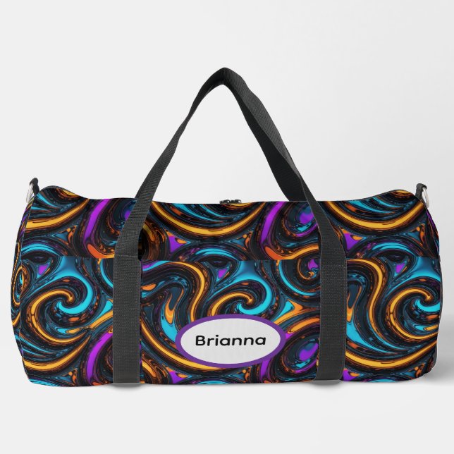 Melted Chrome Swirls Duffle Bag (Front)