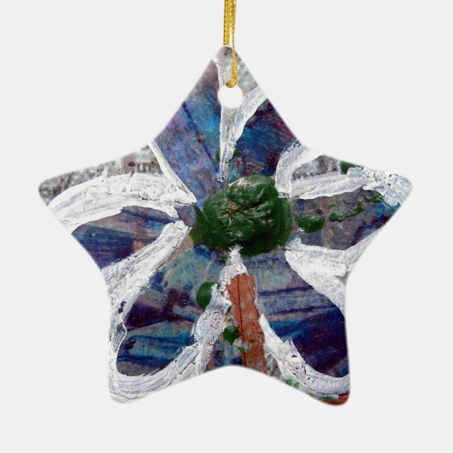 Melted Crayon Floral Design Ceramic Tree Decoration (Back)