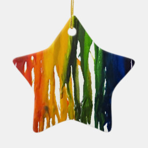 Melted Crayon on canvass Ceramic Tree Decoration