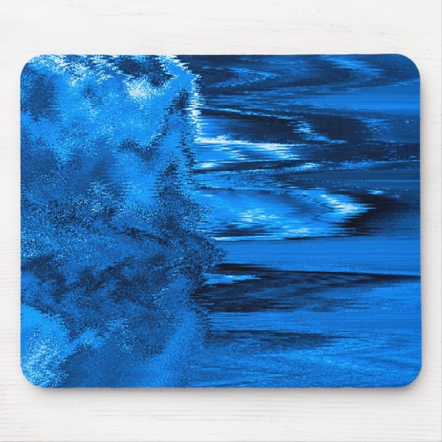 Melted Glitch Blue Mouse Mat (Front)