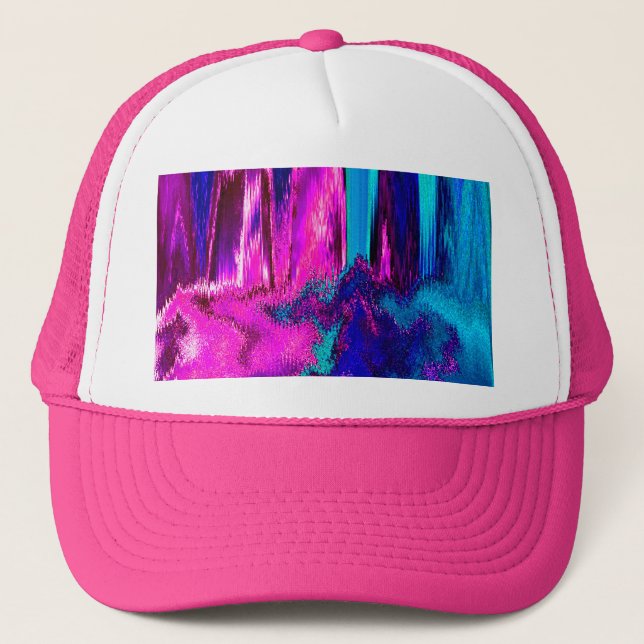 Melted Glitch (Pink & Teal) Trucker Hat (Front)