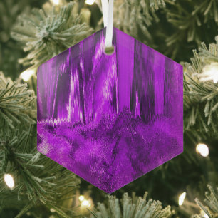 Melted Glitch Purple Glass Tree Decoration