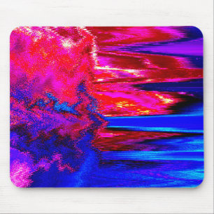 Melted Glitch Red and Blue Mouse Mat