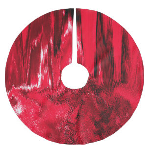 Melted Glitch Red Brushed Polyester Tree Skirt