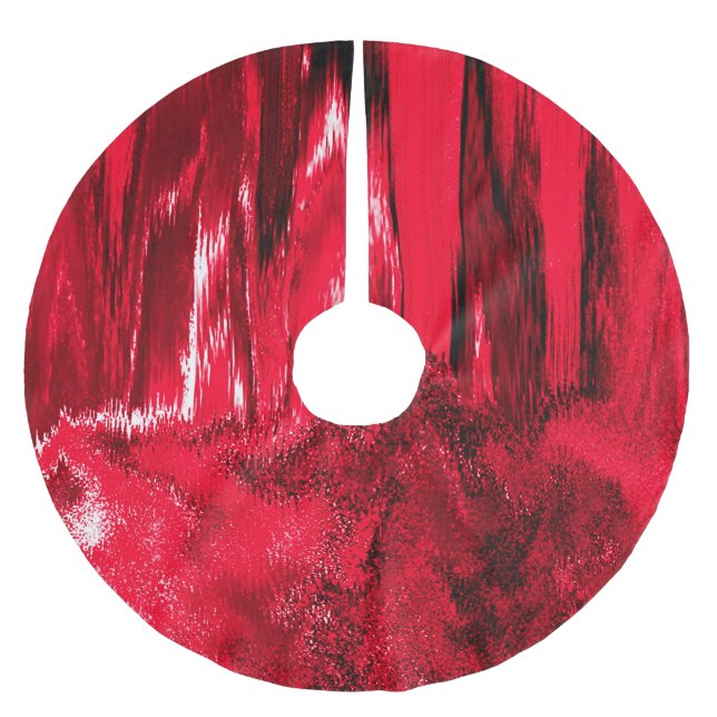 Melted Glitch Red Brushed Polyester Tree Skirt (Front)