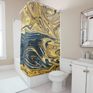 Melted Gold Abstract Painting   Best contemporary Shower Curtain