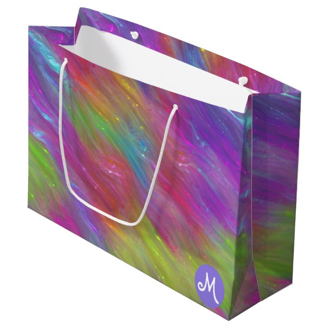 Melted Rainbow Glass Monogram Gift Bag (Front Angled)