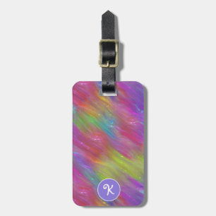 Melted Rainbow Glass Personalised Luggage Tag