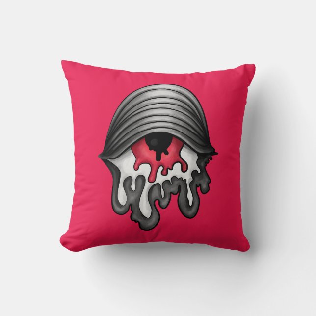 Melted Red Eye: Surreal Horror Cushion (Front)