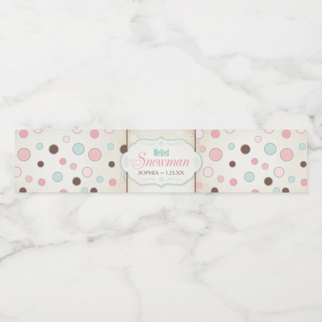 Melted Snowman ~ Winter Birthday Favour Water Bottle Label (Single Label)