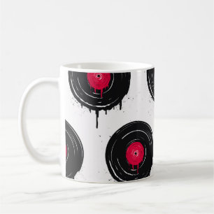 Melted vinyl records, artistic pattern. coffee mug