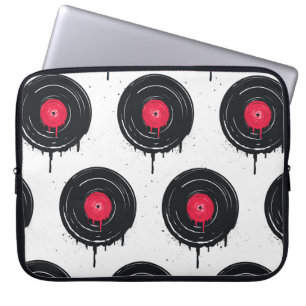 Melted vinyl records, artistic pattern. laptop sleeve