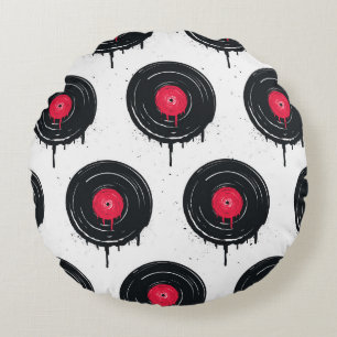 Melted vinyl records, artistic pattern. round cushion