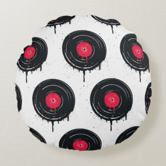Melted vinyl records, artistic pattern. round cushion