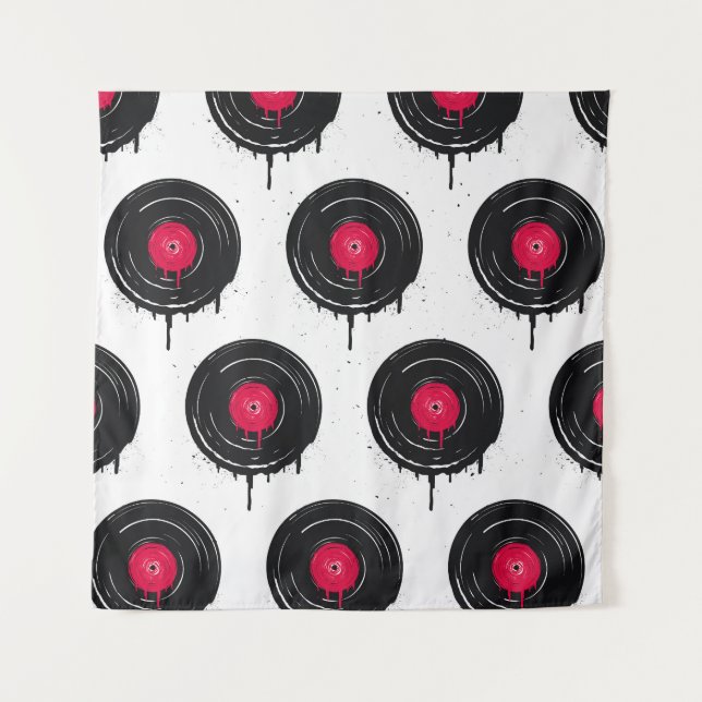 Melted vinyl records, artistic pattern. tapestry (Front)