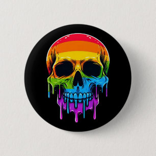 Melthing Rainbow Skull 6 Cm Round Badge