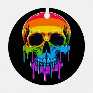 Melthing Rainbow Skull Metal Tree Decoration