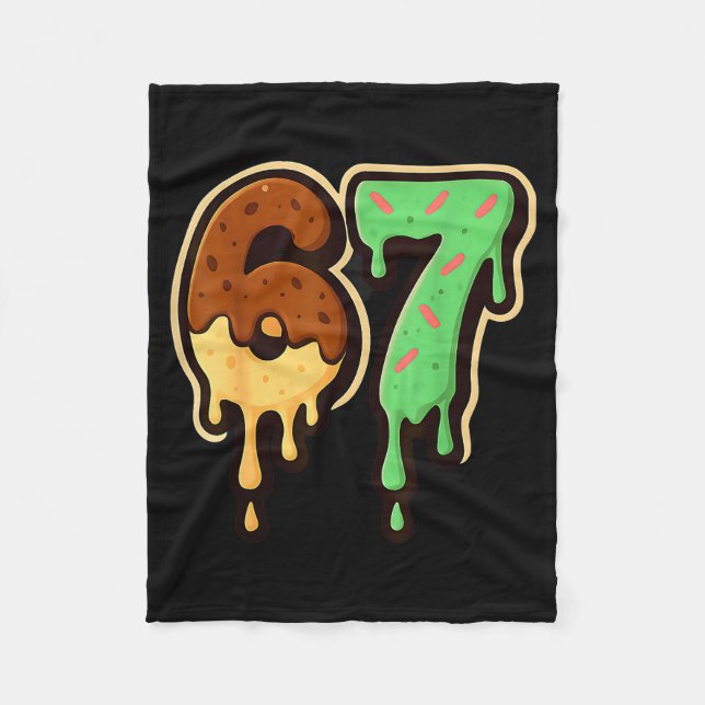 Melting 67 Dessert Style Ice Cream Drip Number Art Fleece Blanket (Front)