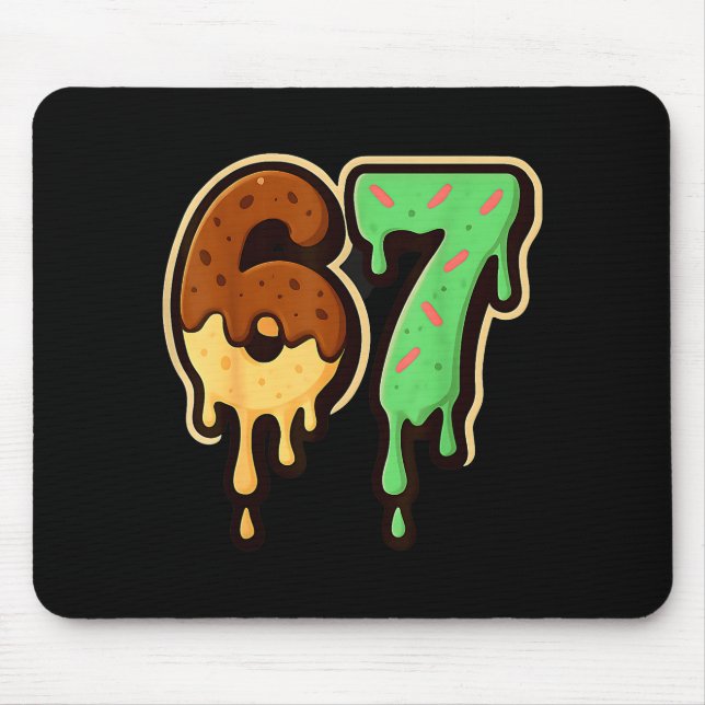 Melting 67 Dessert Style Ice Cream Drip Number Art Mouse Mat (Front)