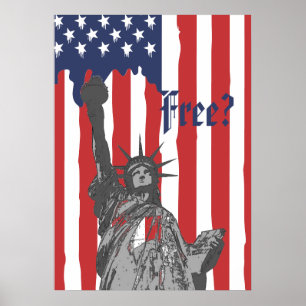 Melting American Flag Statue of Liberty Freedom Poster