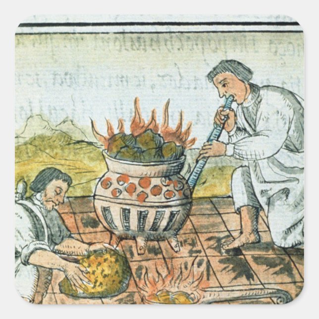 Melting and casting gold in the Aztec empire Square Sticker (Front)
