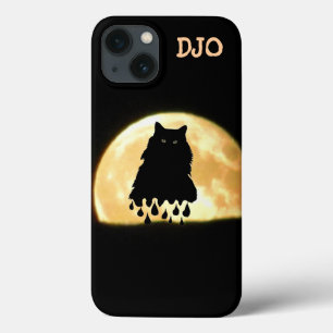 Melting Black Cat and Full Moon iPhone 13 Case