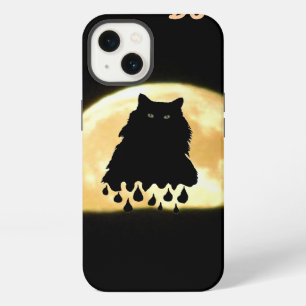 Melting Black Cat and Full Moon iPhone 13 Case