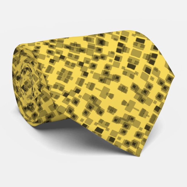 Melting Black Ice Cubes On Golden Butter Design Tie (Rolled)