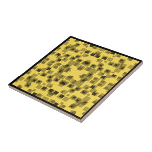 Melting Black Ice Cubes On Golden Butter Tile