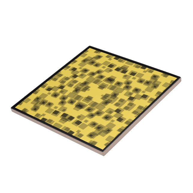 Melting Black Ice Cubes On Golden Butter Tile (Side)