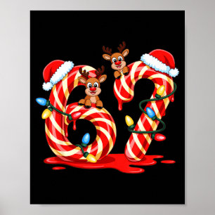 Melting Candy Cane 67 Christmas Design Santa Hat H Poster