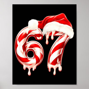 Melting Candy Cane 67 Christmas Design, Santa Hat  Poster