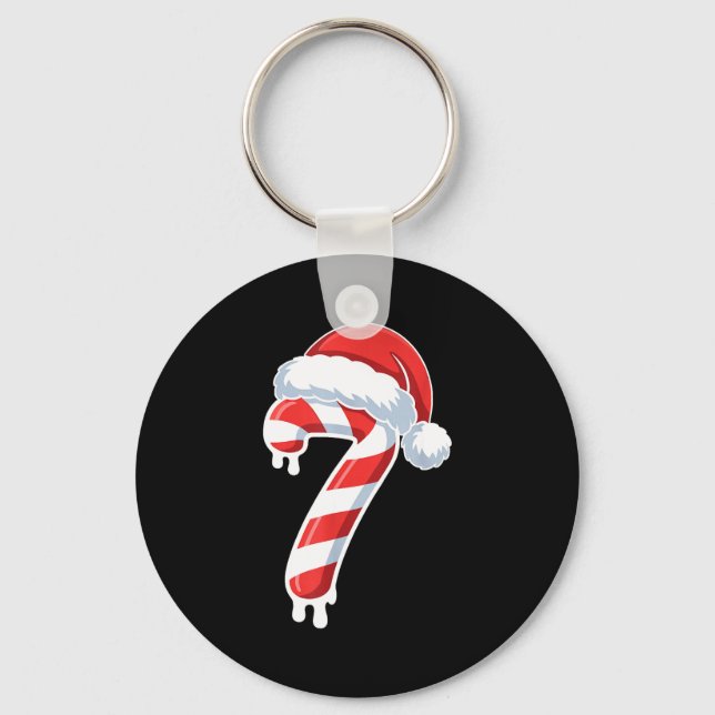 Melting Candy Cane 6 7 Ice Drip Meme 6 7 Costume C Key Ring (Front)