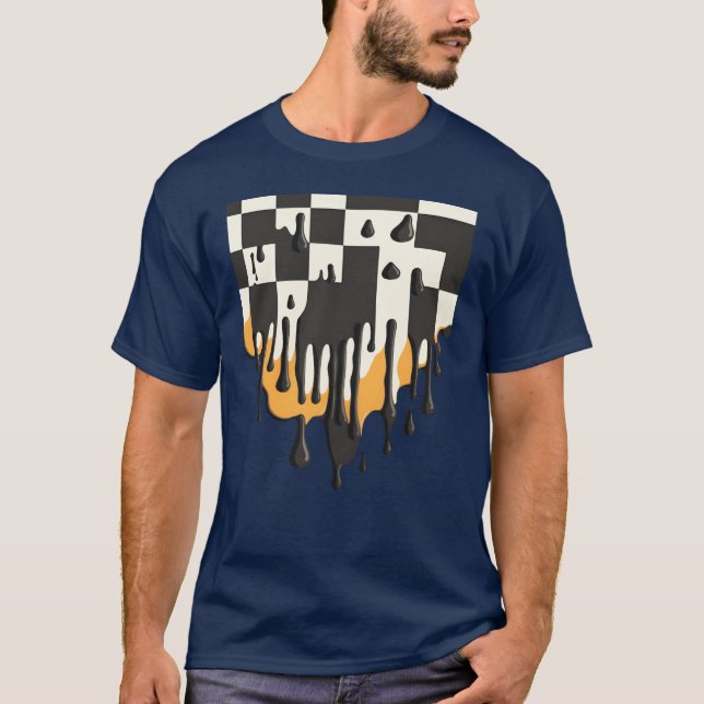 Melting Checkerboard funny T-Shirt (Front)
