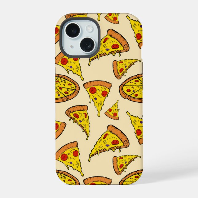 Melting Cheese Pizza Pattern iPhone 15 Case (Back)