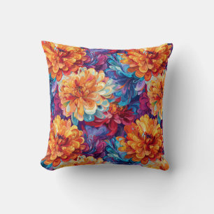 Melting Chrysanthemum Pop Art Vibrant Design Cushion