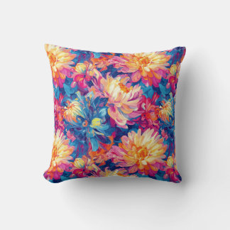 Melting Chrysanthemum Pop Art Vibrant Design Cushion