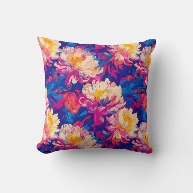 Melting Chrysanthemum Pop Art Vibrant Design Cushion (Front)