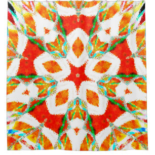 Melting colorful symmetrical pattern, ceramic tile shower curtain