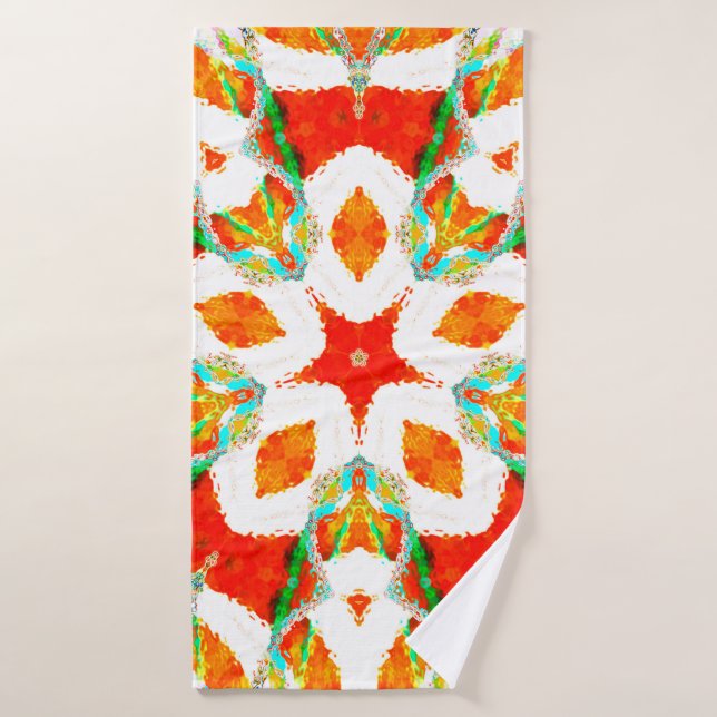 Melting colourful symmetrical pattern, ceramic til bath towel (Bath Towel)