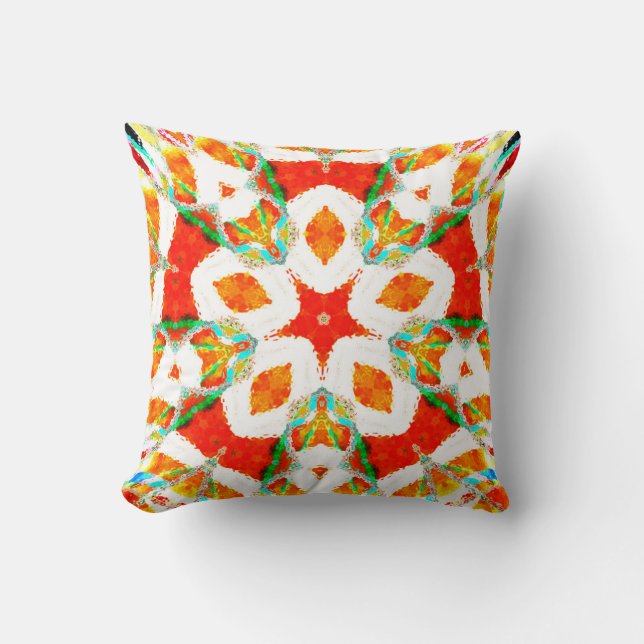 Melting colourful symmetrical pattern, ceramic til cushion (Front)