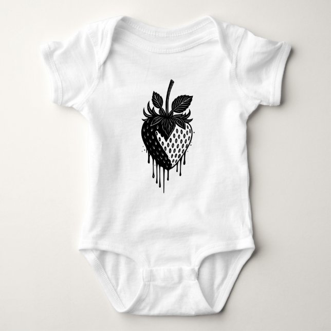 Melting Drip Strawberry Artwork Baby Bodysuit (Front)