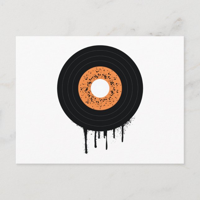 Melting Dripping Vinyl Lp Record Invitation Postcard (Front)