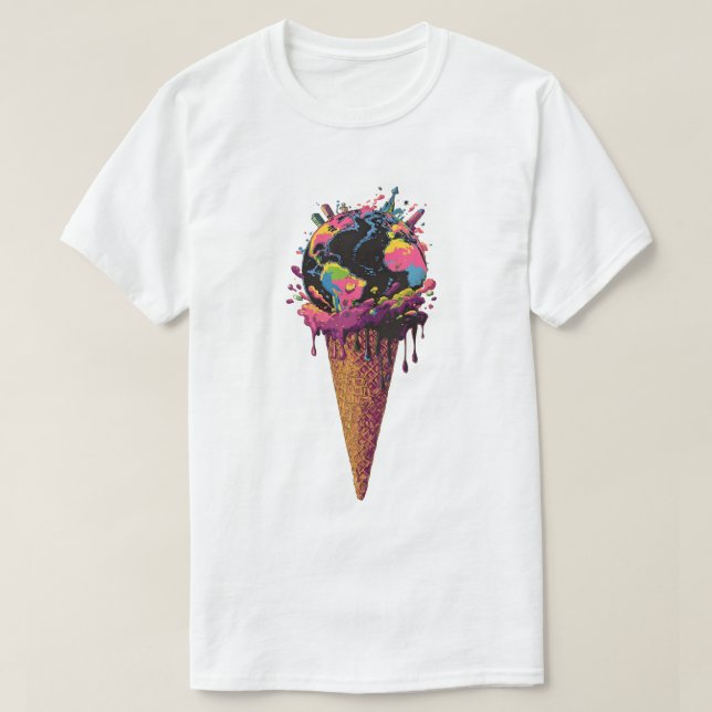 Melting Earth Ice Cream Cone - Climate Chan Tee (Design Front)