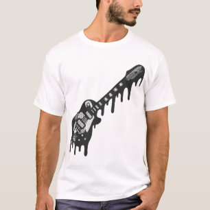 Melting Electric Guitar Dripping Paint Rock Music T-Shirt