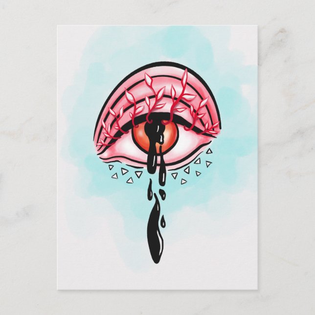 Melting Eye Psychedelic Pastel Goth Art Postcard (Front)