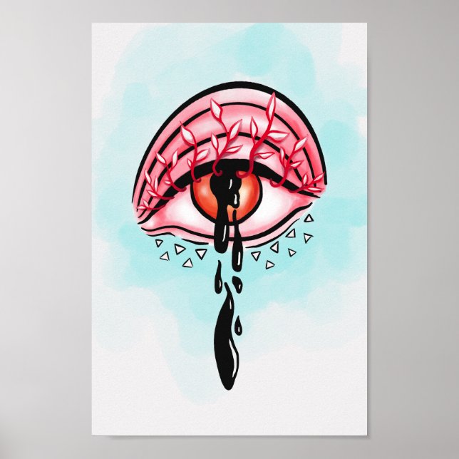 Melting Eye Psychedelic Pastel Goth Art Poster (Front)